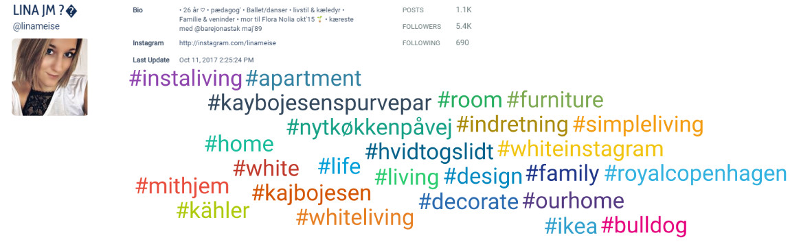 linameise profil og wordcloud