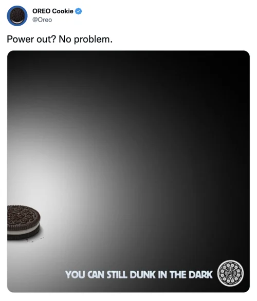 Bilde fra Oreos Twitter-konto "Tou can still dunk in the dark"